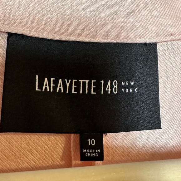 Lafayette 148 New York 100% Linen Pink Peach One Button Blazer Jacket Size 10 - Picture 7 of 8
